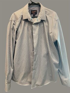 Egara Blue and White Patterned Slim Fit Stretch Shirt